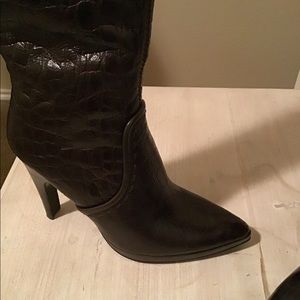 Paolo brown crocodile print boots